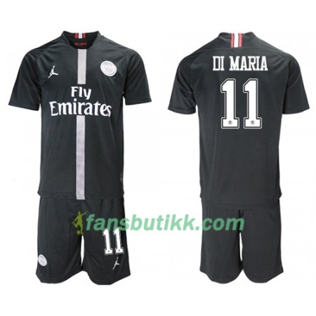 Fotballdrakt Paris Saint Germain Di Maria 11 Jodan Svart Barn Tredjetrøye 2018-2019 Kortermet